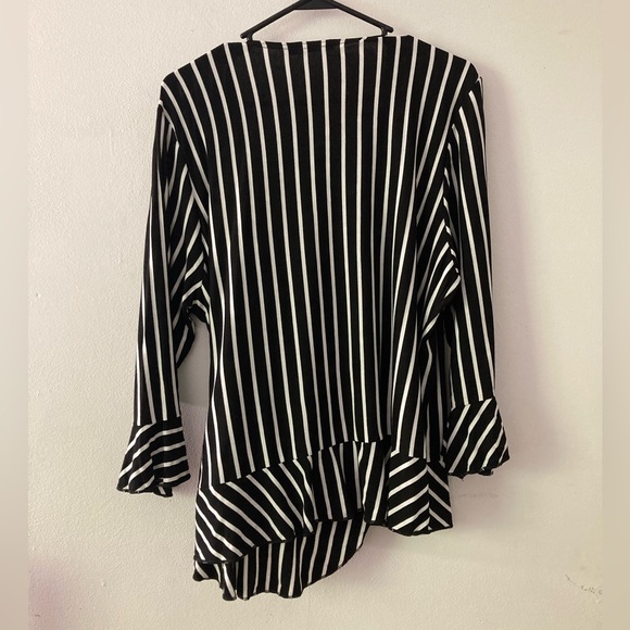 BooHoo Black & White Wrap Blouse - Picture 3 of 7